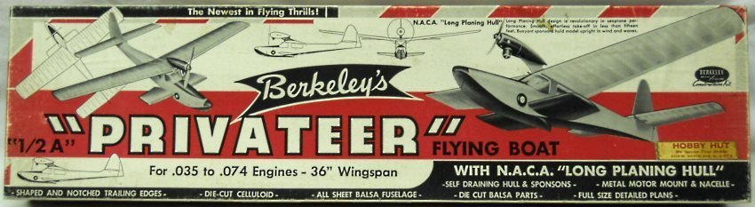 Berkeley Privateer Flying Boat - 36 Inch Wingspan Flying Aircraft plastic model kit